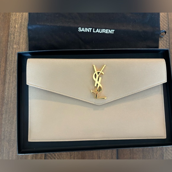Yves Saint Laurent Handbags - Uptown Latte YSL medium pouch .